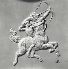 The centaur Chiron teaching a young boy for the war