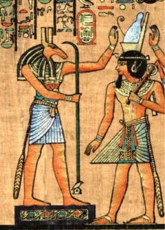 God Seth enthronising the  pharaoh